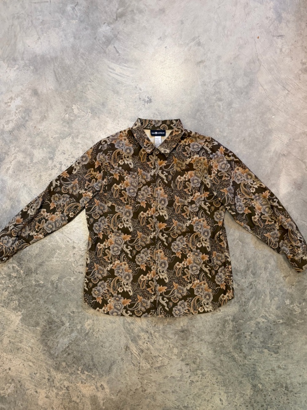 Sag Harbor Floral Paisley Jacket in Olive, Tan & Gray - Picture 3 of 6